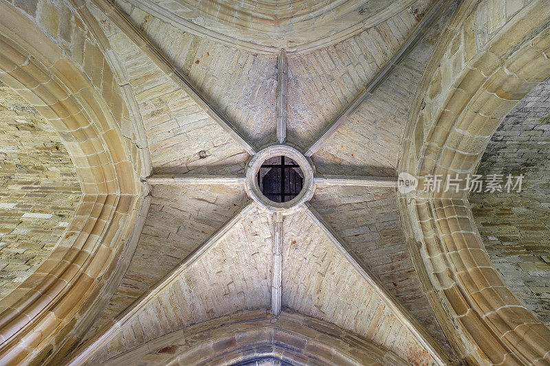 西顿学院教堂的天花板，建于15 -16世纪。东洛锡安,苏格兰。